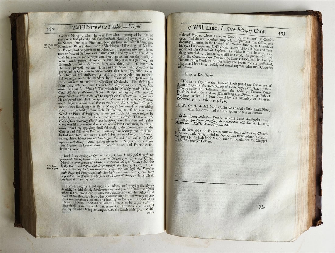 1695 HISTORY of TROUBLES & TRYAL OF BLESSED MARTYR WILLIAM LAUD antique FOLIO - 12