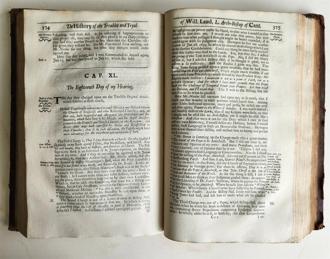 1695 HISTORY of TROUBLES & TRYAL OF BLESSED MARTYR WILLIAM LAUD antique FOLIO - 13
