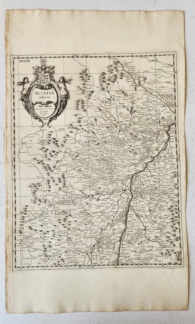 1680s ALSACE FRANCE antique MAP ALSATIA INFERIOR by Moses Pitt (1 of 5)