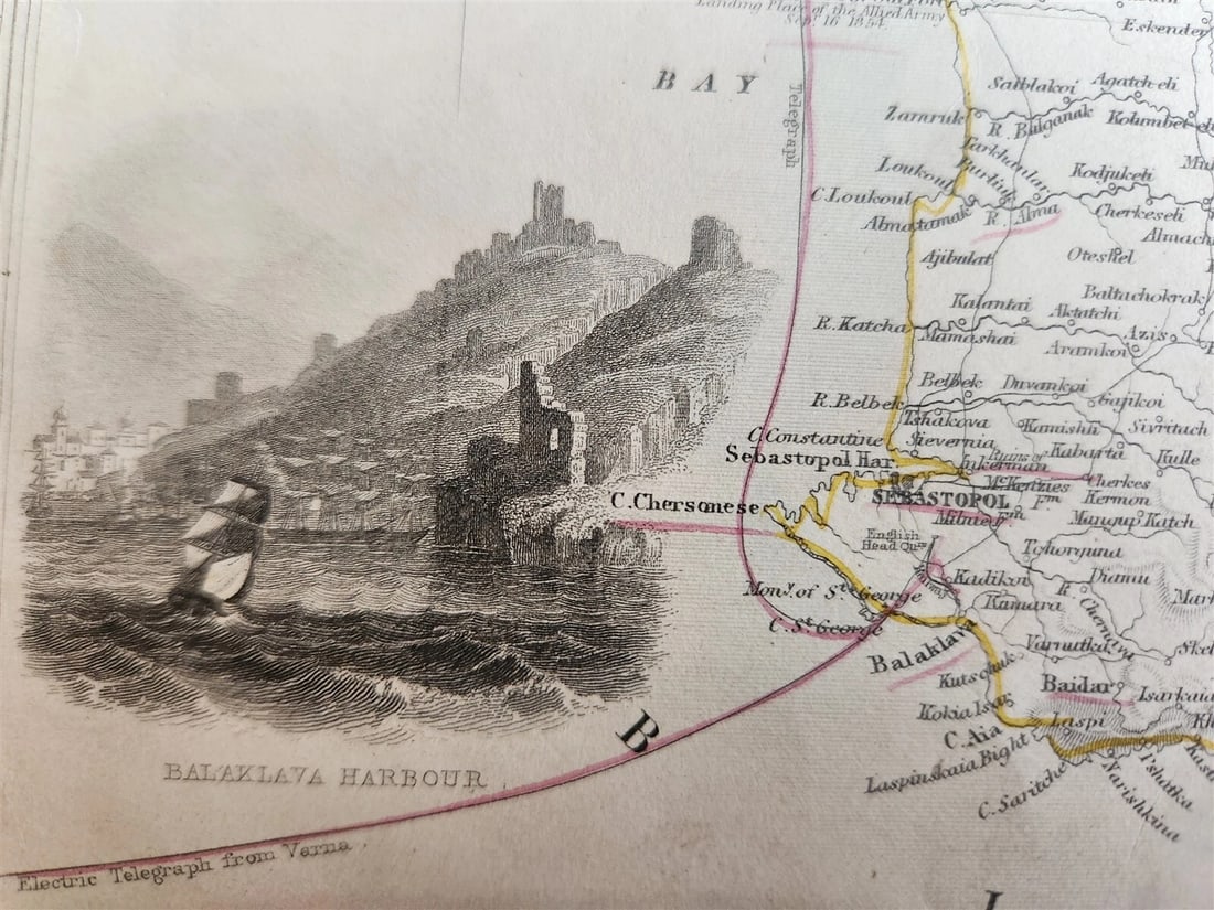 1851 THE CRIMEA RUSSIA UKRAINE antique MAP Sebastopol Eupatoria - 2