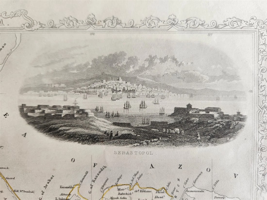 1851 THE CRIMEA RUSSIA UKRAINE antique MAP Sebastopol Eupatoria - 3