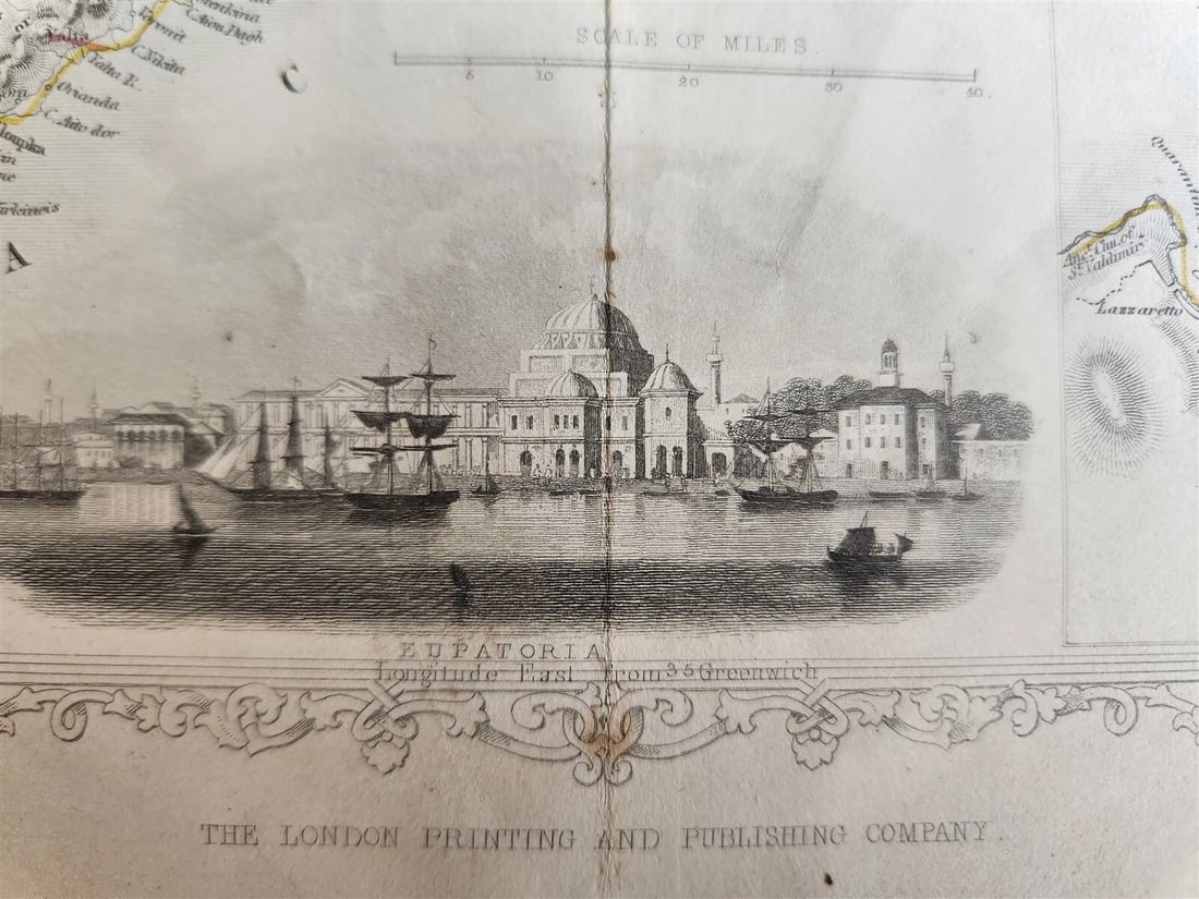1851 THE CRIMEA RUSSIA UKRAINE antique MAP Sebastopol Eupatoria - 4