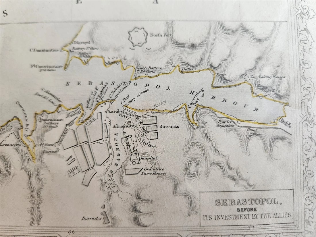 1851 THE CRIMEA RUSSIA UKRAINE antique MAP Sebastopol Eupatoria - 5