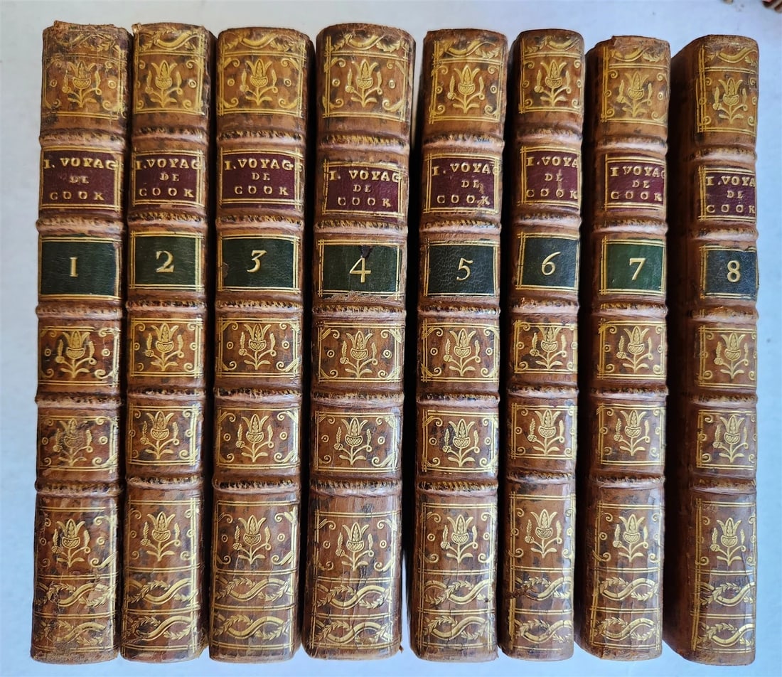 1774 FIRST VOYAGE of CAPTAIN COOK 8 volumes in FRENCH antique: Title: 1774 FIRST VOYAGE of CAPTAIN COOK 8 volumes in FRENCH antique Description: Relation des voyages entrepris par ordre de sa Majeste britannique et successivement executes par le Commodore Byron,