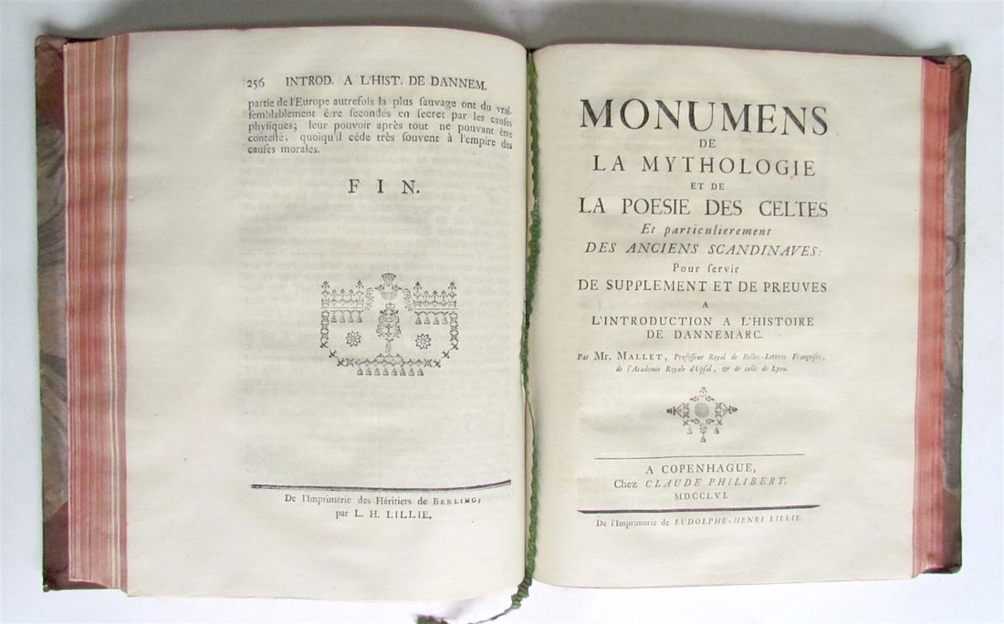 1755 HISTORY of DENMARK antique Mythology and Poetry of the Celts in FRENCH - 5