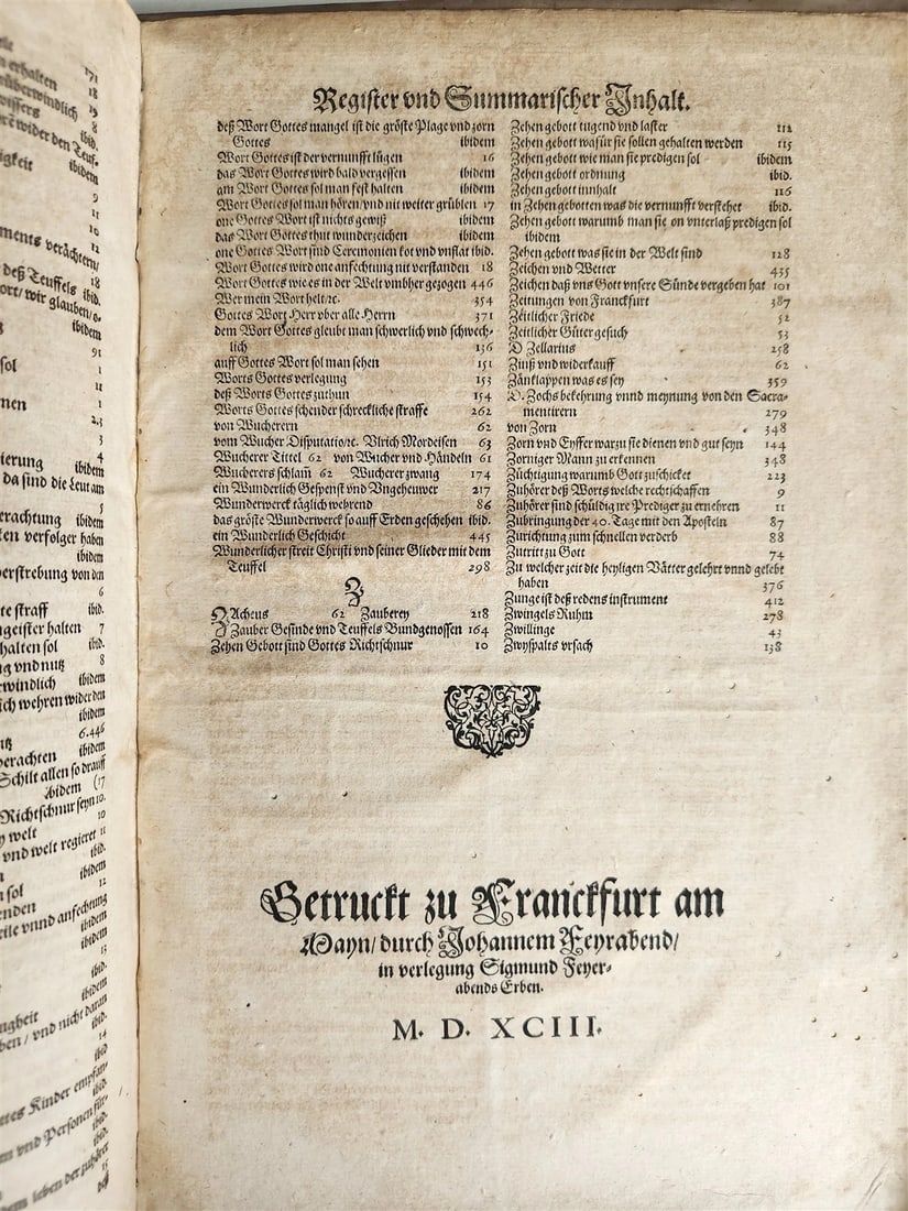 1593 MARTIN LUTHER COLLOQUIA antique VELLUM BOUND FOLIO 16th CENTURY - 10