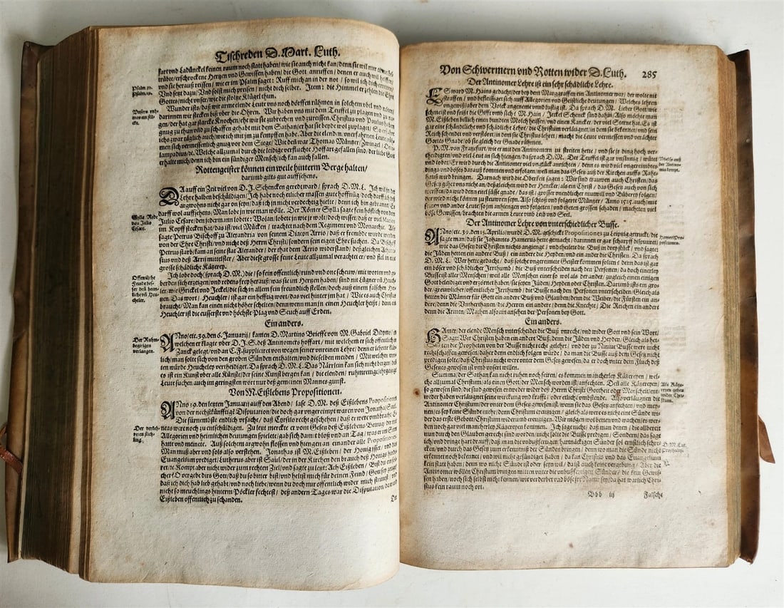 1593 MARTIN LUTHER COLLOQUIA antique VELLUM BOUND FOLIO 16th CENTURY - 8