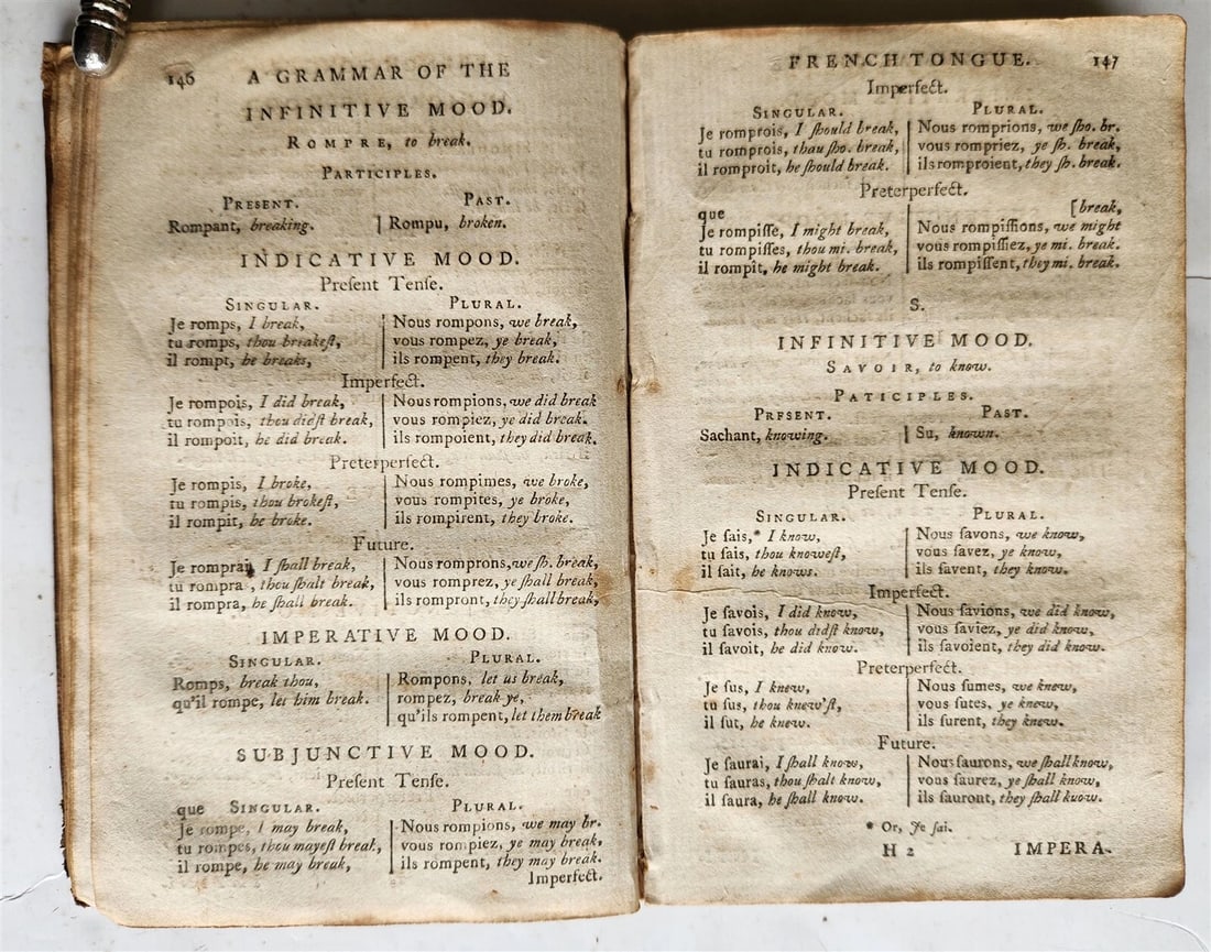 1792 GRAMMAR of the FRENCH TONGUE by JOHN PERRIN antique in ENGLISH - 6