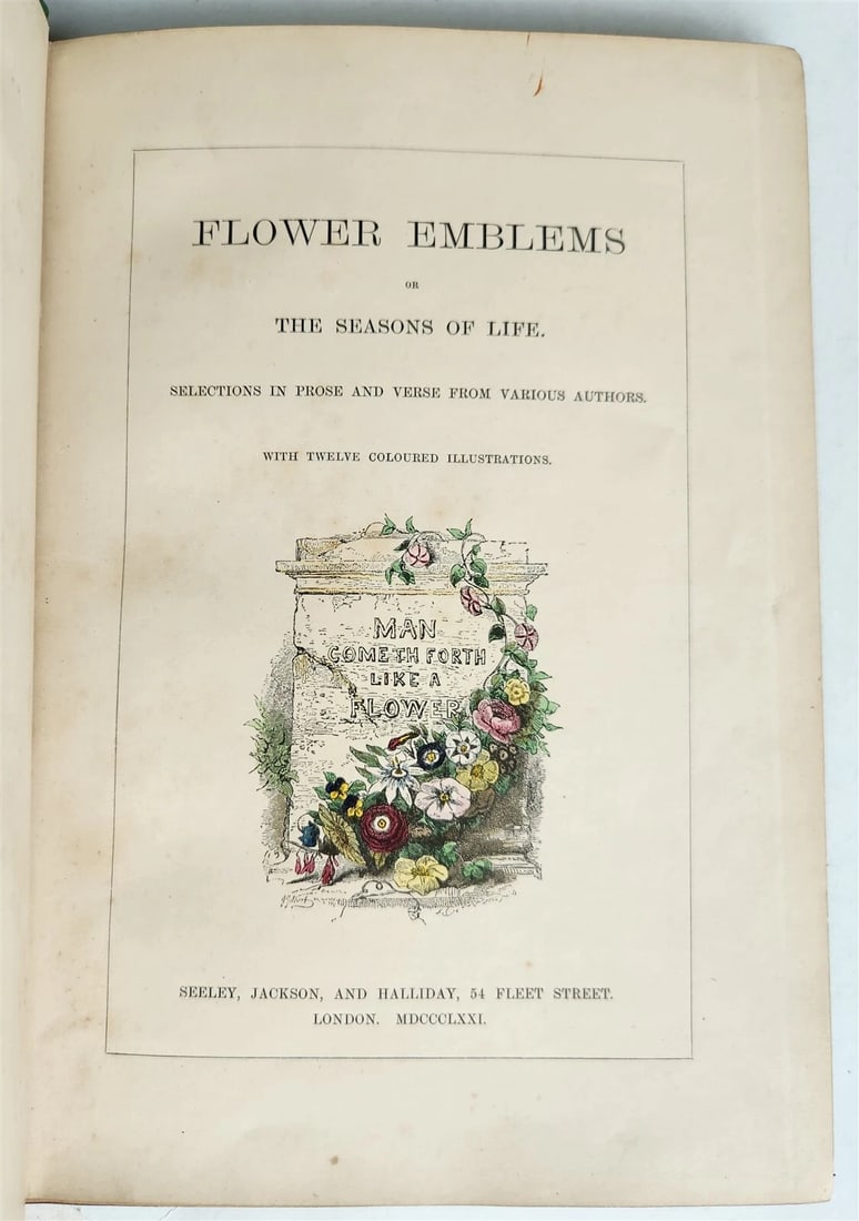 1871 FLOWER EMBLEMS ILLUSTRATED antique in ENGLISH (1 of 13)