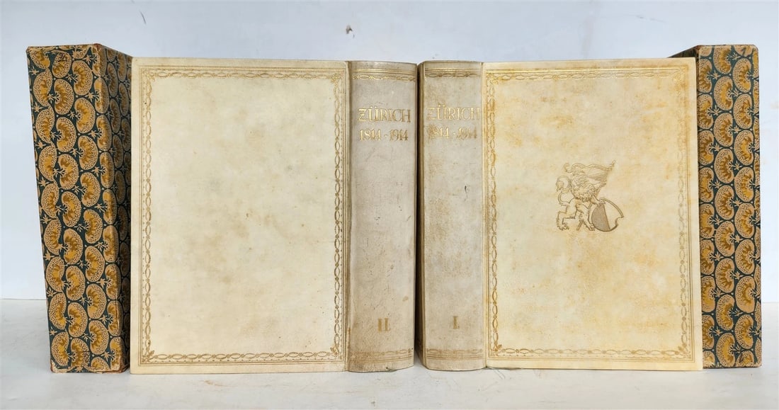 1915 HISTORY of ZURICH ILLUSTRATED LTD EDITION SIGNED BINDING antique 2 VOLUMES: Title: 1915 HISTORY of ZURICH ILLUSTRATED LTD EDITION SIGNED BINDING antique 2 VOLUMES Description: Hundert Jahre Bilder aus der Geschichte der Stadt Zurich in d. Zeit v. 1814-1914. (One Hundred Years