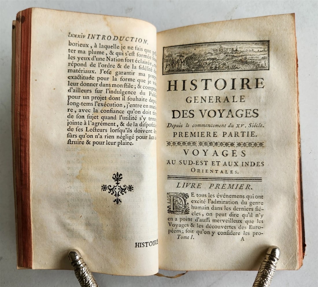 1749 HISTOIRE des VOYAGES VOL.1 antique illustrated TRAVELS to AFRICA & INDIA - 5