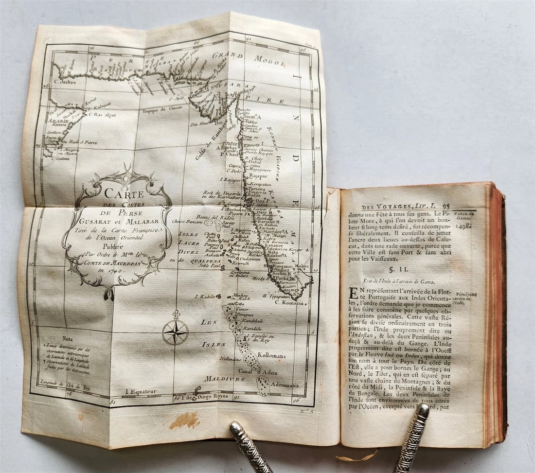 1749 HISTOIRE des VOYAGES VOL.1 antique illustrated TRAVELS to AFRICA & INDIA - 8