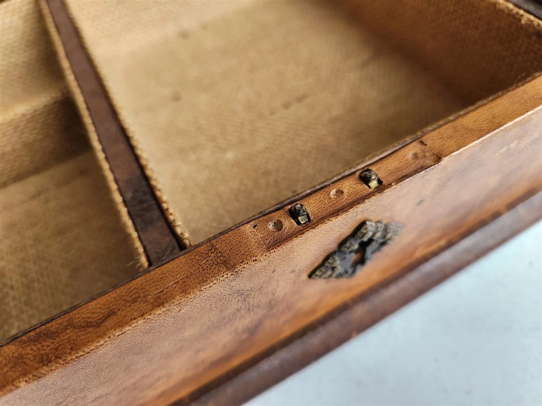 BOOK SHAPED CONTAINER vintage BOX LEATHER OVER WOOD - 8