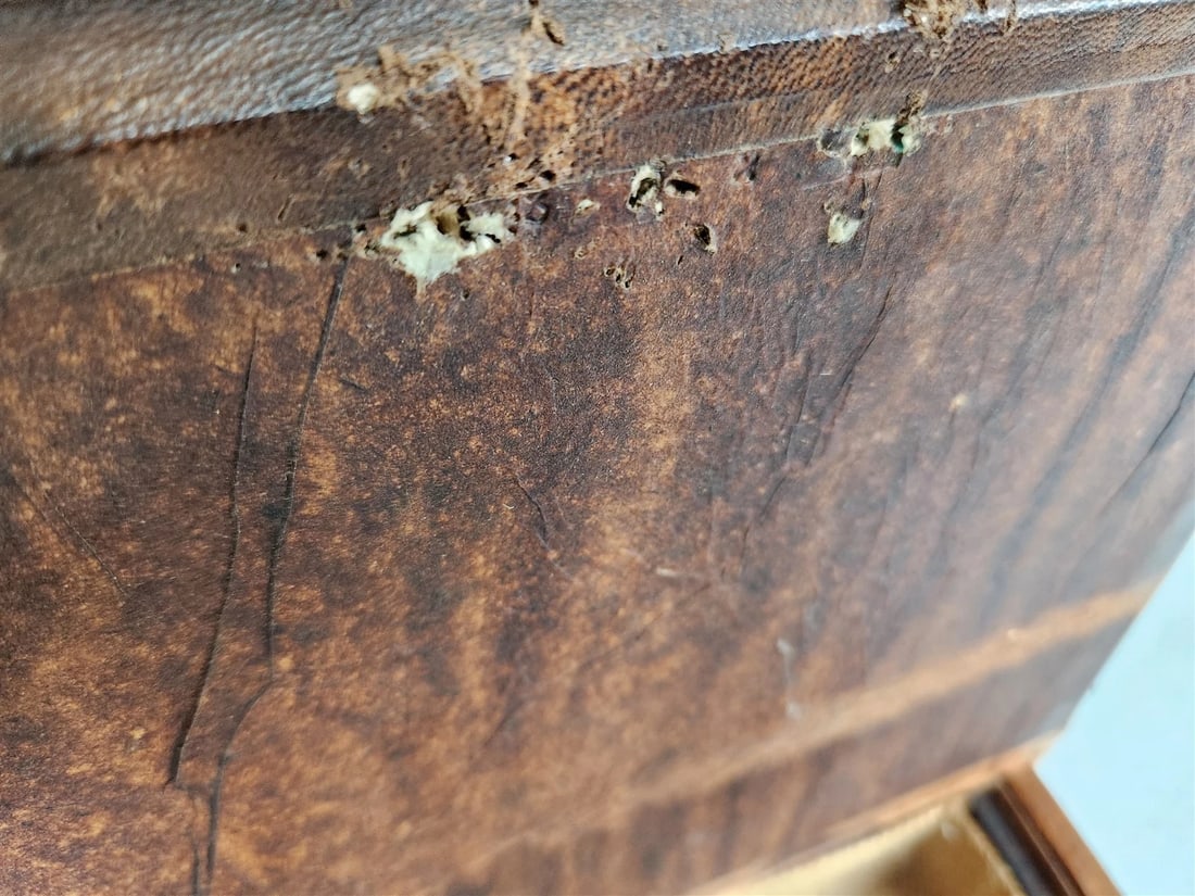 BOOK SHAPED CONTAINER vintage BOX LEATHER OVER WOOD - 9