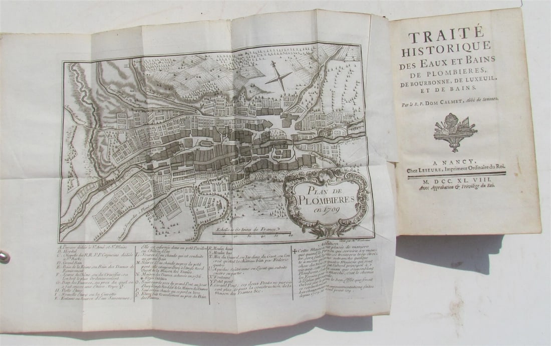 1748 ARCHITECTURE TREATISE on THERMAL WATERS antique ILLUSTRATED w/10 ENGRAVINGS: Title: 1748 ARCHITECTURE TREATISE on THERMAL WATERS antique ILLUSTRATED w/10 ENGRAVINGS Description: TRAITÉ HISTORIQUE DES EAUX ET BAINS DE PLOMBIÈRES, DE BOURBONNE, DE LUXEUIL, ET DE BAINS.