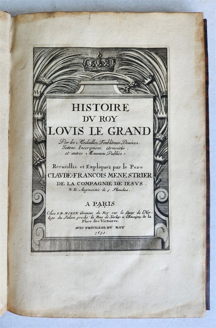 1691 HISTOIRE DU ROY LOUIS LE GRAND ILLUSTRATED antique ARMORIAL BINDING (1 of 20)