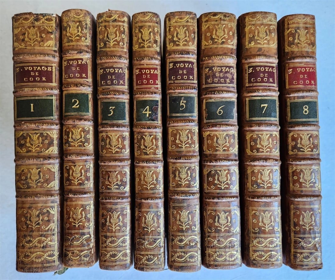 1785 THIRD VOYAGE of CAPTAIN COOK 8 volumes in FRENCH antique: Title: 1785 THIRD VOYAGE of CAPTAIN COOK 8 volumes in FRENCH antique Description: Troisieme voyage de Cook ou Voyage a l'Ocean Pacifique... en 1776, 1777, 1778, 1778 et 1780 Paris: Chez Saillant et