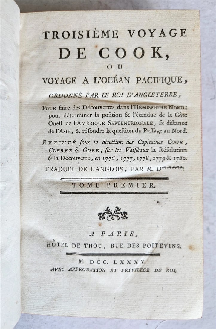 1785 THIRD VOYAGE of CAPTAIN COOK 8 volumes in FRENCH antique - 2