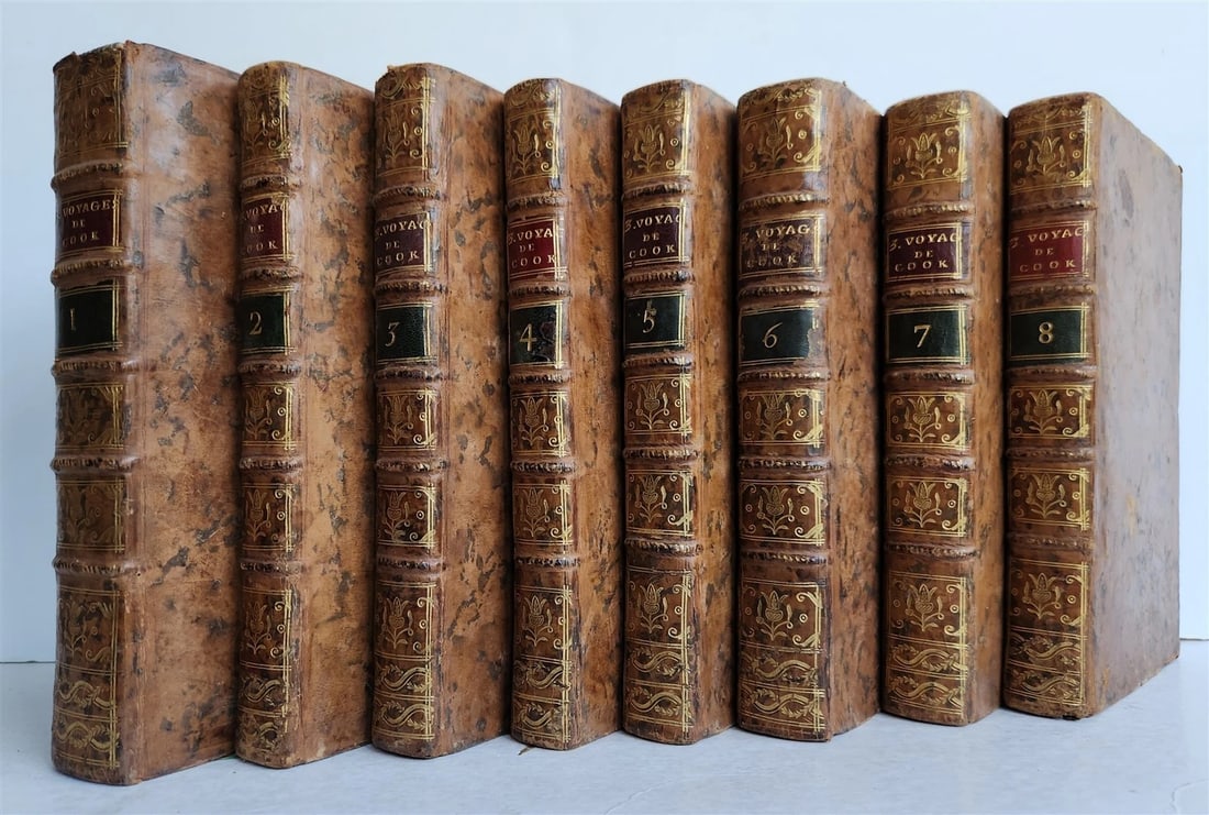 1785 THIRD VOYAGE of CAPTAIN COOK 8 volumes in FRENCH antique - 4