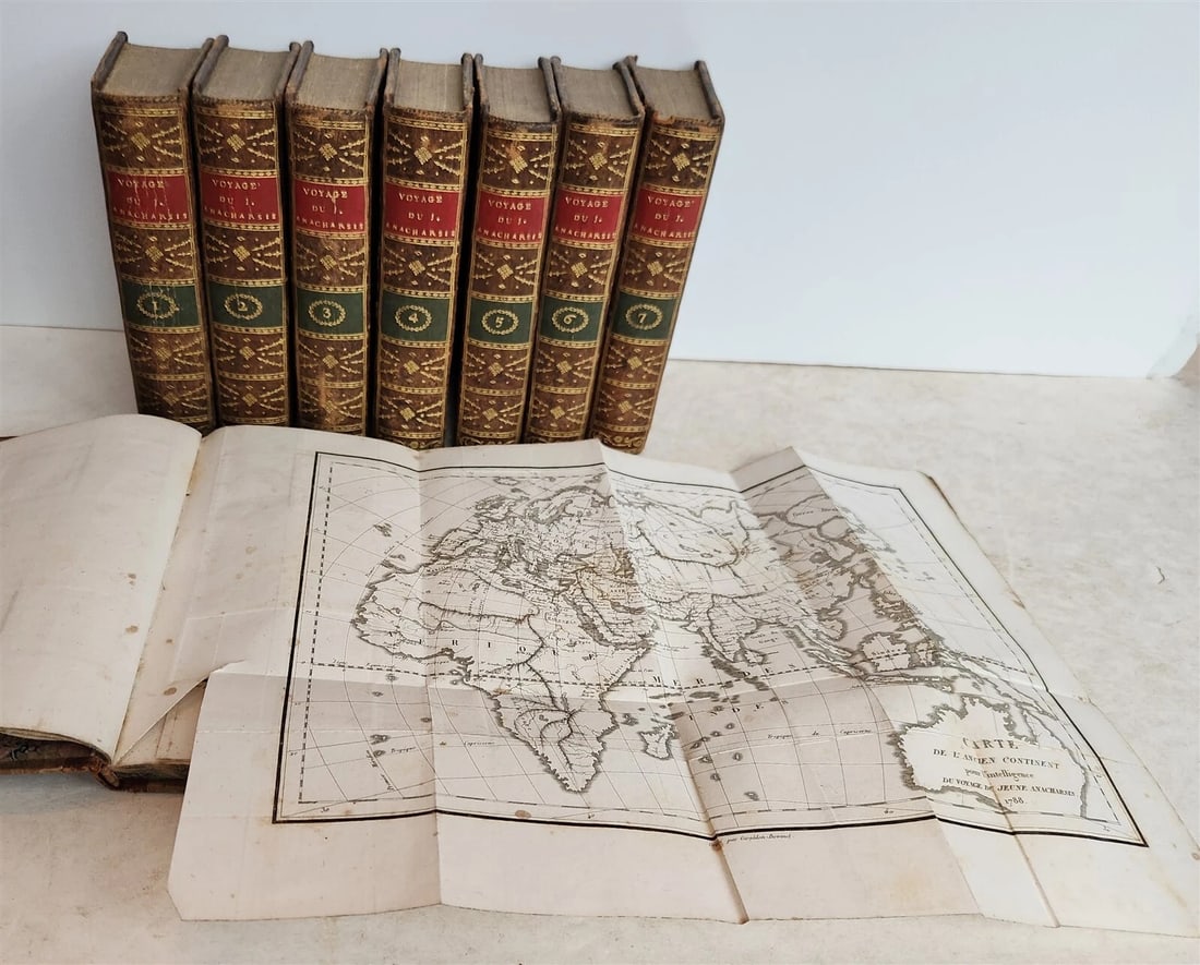 1799-1821 VOYAGE of ANARCHIS of GREECE antique 8 VOLUMES incl. ATLAS ILLUSTRATED (1 of 20)