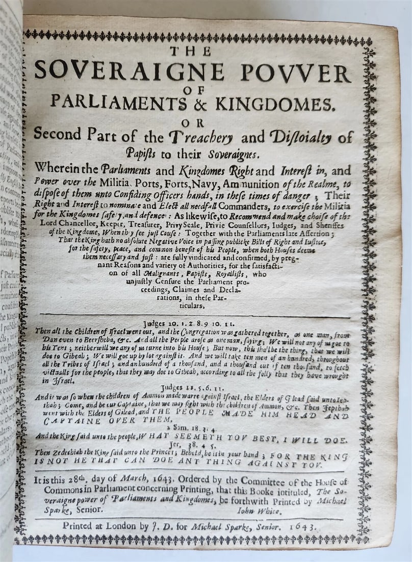 1643 TREACHERY & DISLOYALTY of PAPISTS to THEIR SOVEREIGNES antique in ENGLISH - 9