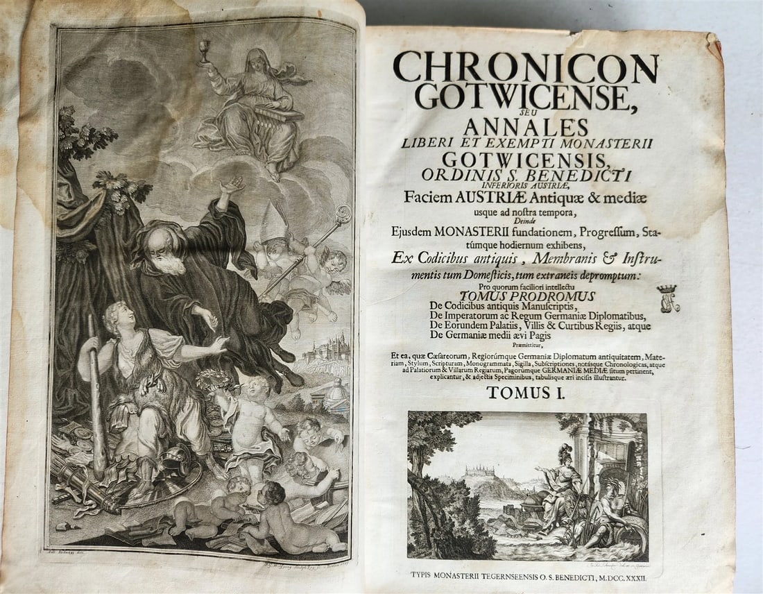 1732 CHRONICON GOTWINCENSE ABBEY ILLUSTRATED antique VELLUM BOUND MASSIVE FOLIO (1 of 20)