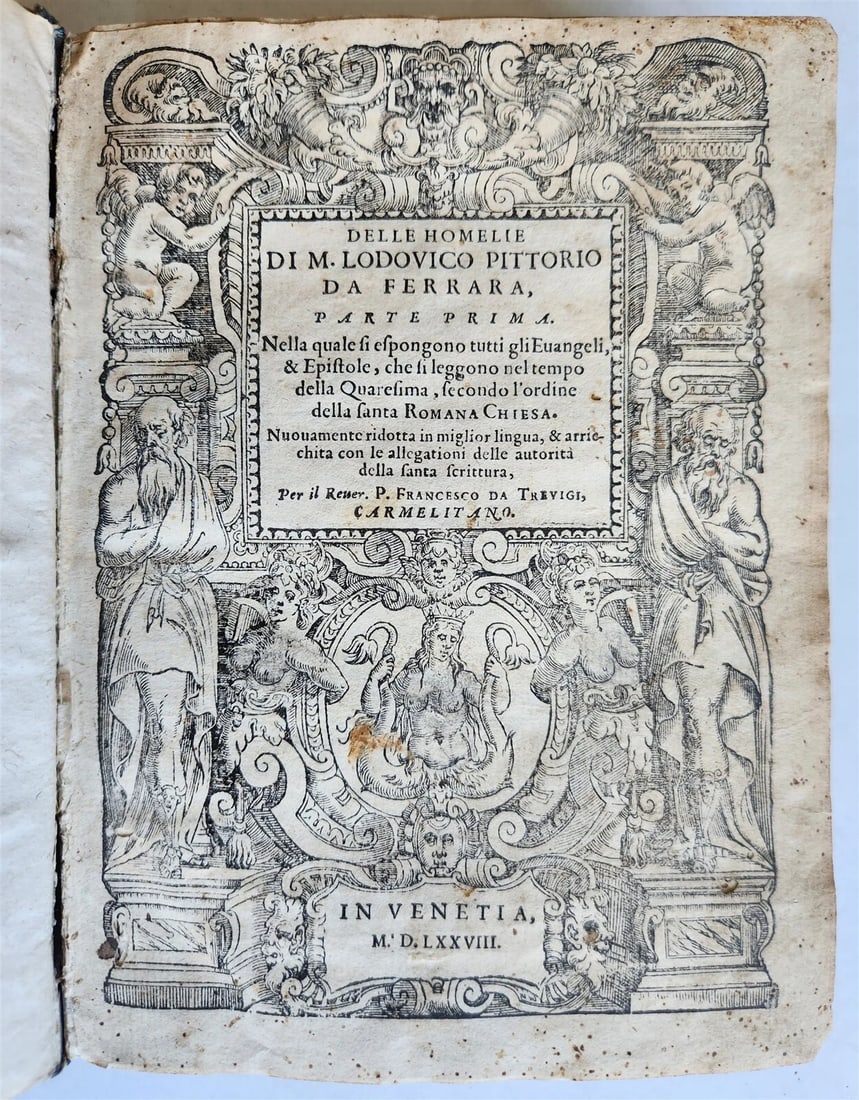 1578 ILLUSTRATED DELLE HOMELIE by Pittorio da Ferrara antique VELLUM BINDING (1 of 17)