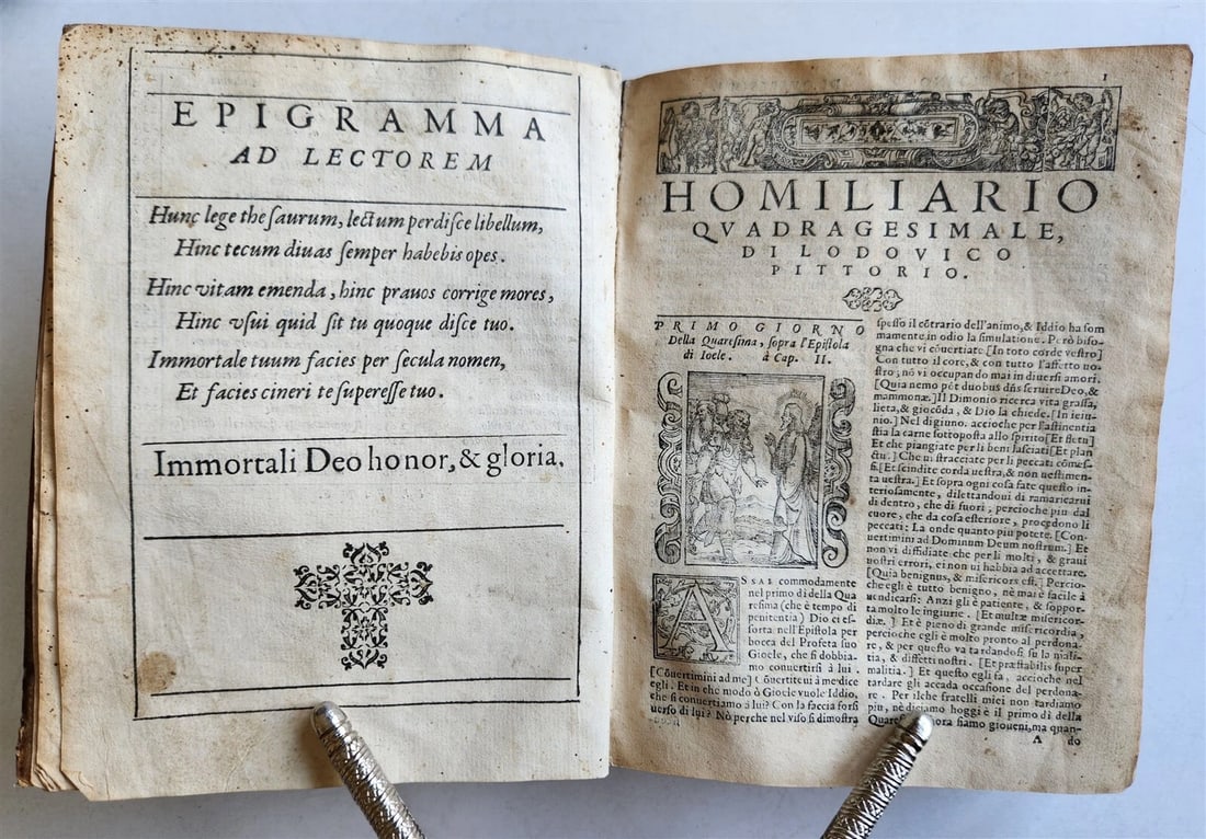 1578 ILLUSTRATED DELLE HOMELIE by Pittorio da Ferrara antique VELLUM BINDING - 4