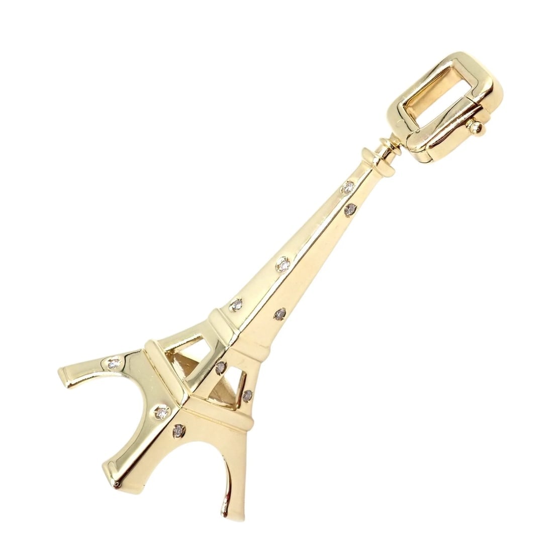 Vintage Louis Vuitton 18k Yellow Gold Large Eiffel Tower Diamond Charm Pendant: Title: Vintage Louis Vuitton 18k Yellow Gold Large Eiffel Tower Diamond Charm Pendant Description: Vintage Louis Vuitton 18k Yellow Gold Large Eiffel Tower Diamond Charm Pendant About This Piece: This