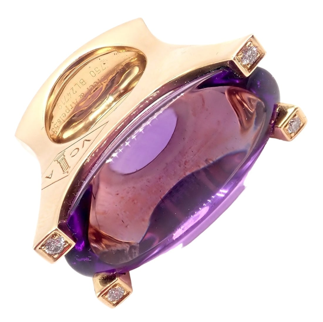 Van Cleef & Arpels Electra 18k Yellow Gold Diamond Large Amethyst Ring Paper (1 of 15)