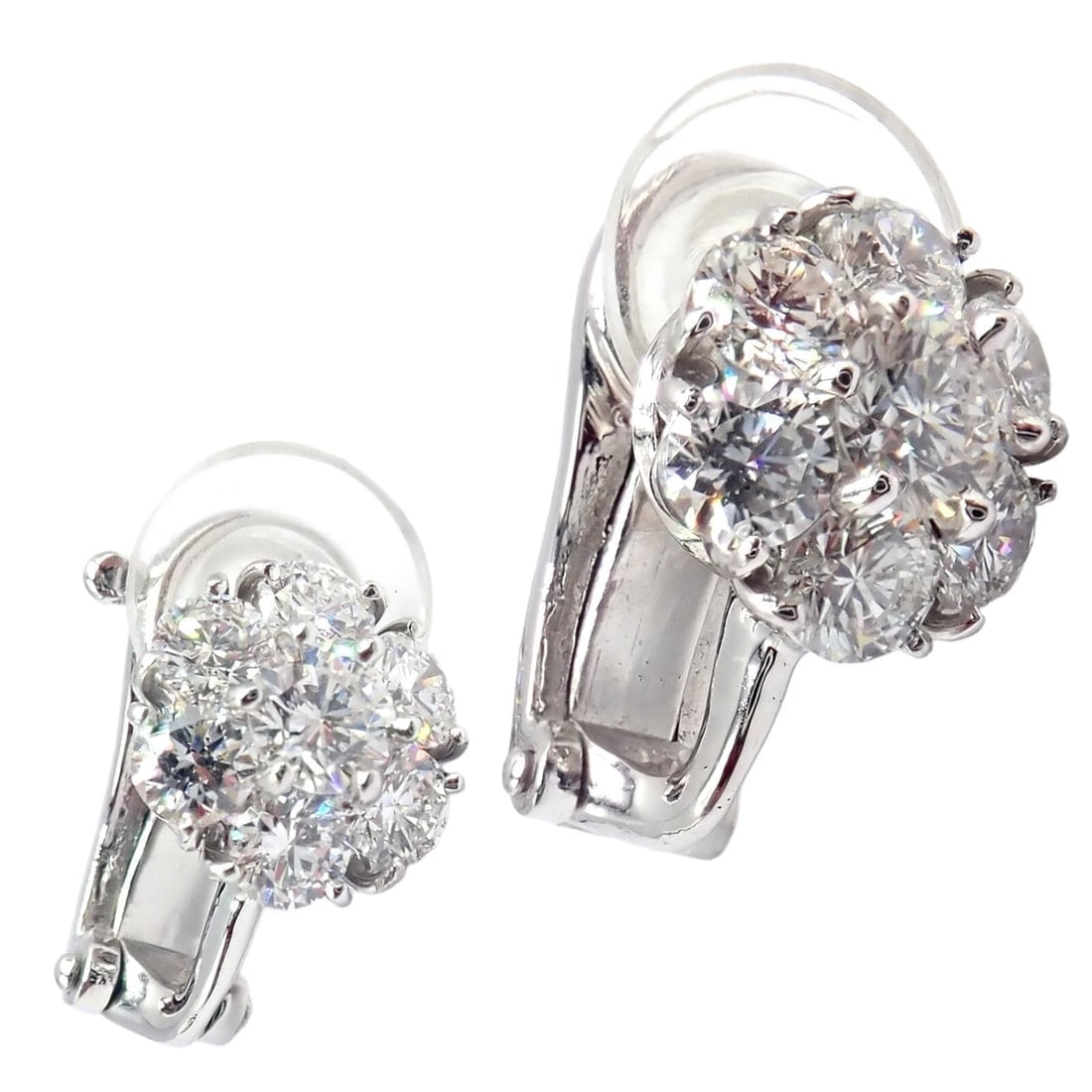 Authentic! Van Cleef & Arpels Platinum Diamond Fleurette Flower Earrings (1 of 19)