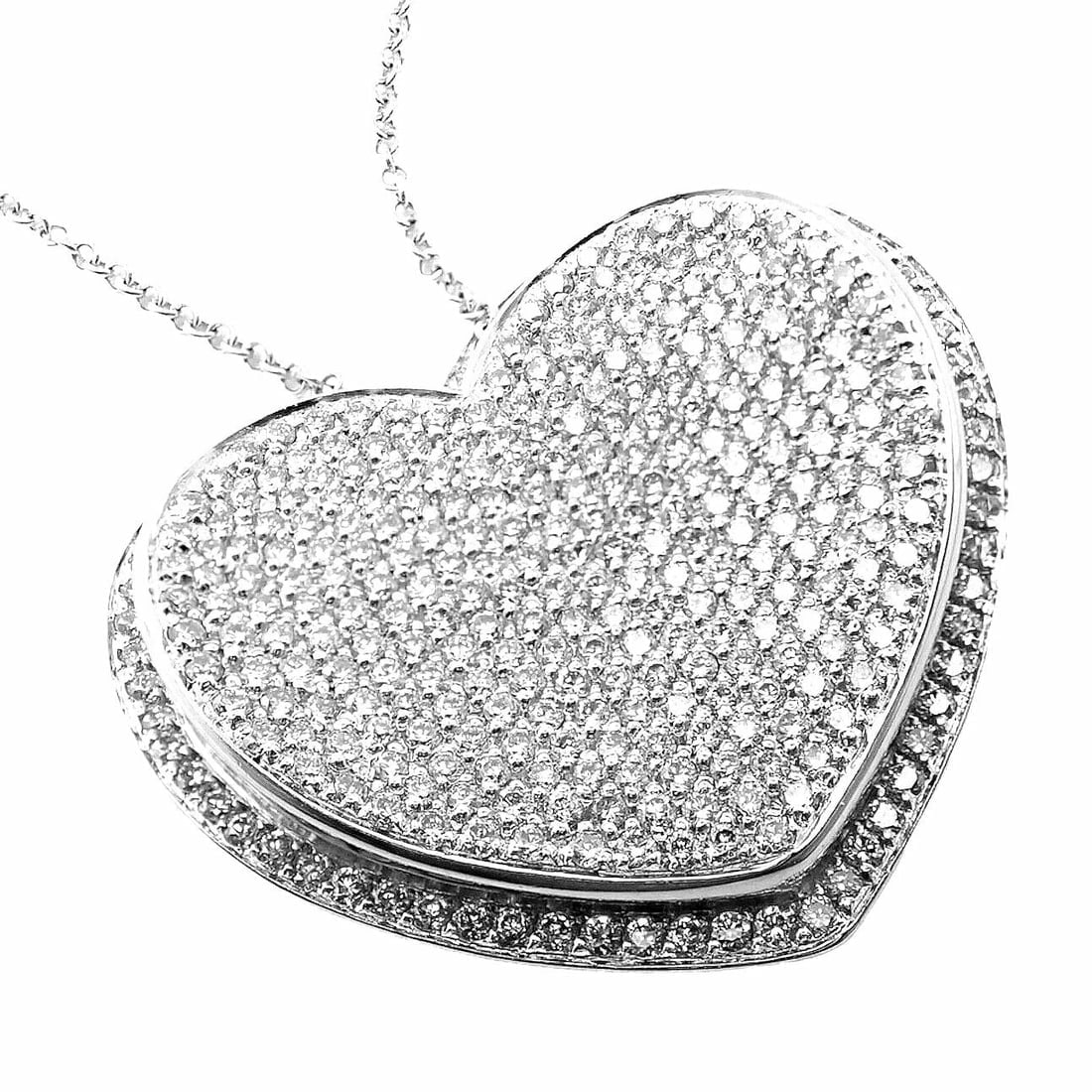 New! Authentic Pasquale Bruni 18k White Gold 2.02ct Pave Diamond Heart Necklace (1 of 16)