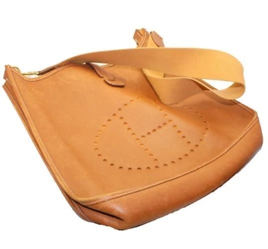 Authentic! Hermes Evelyne Brown Epsom Leather GM Handbag Purse (1 of 7)