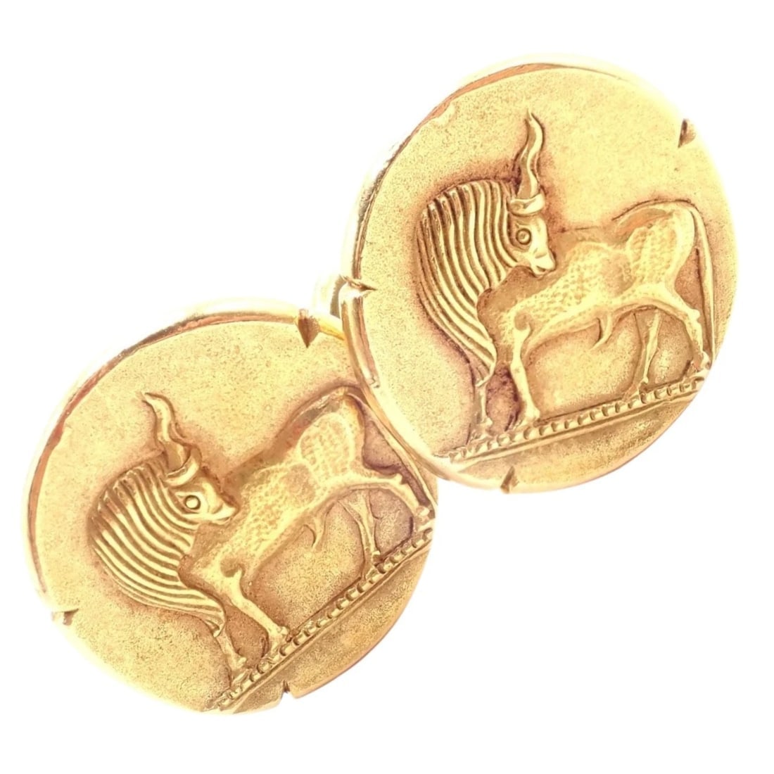 Vintage! Van Cleef & Arpels G. L'Enfant 18k Yellow Gold Zodiac Taurus Cufflinks (1 of 16)