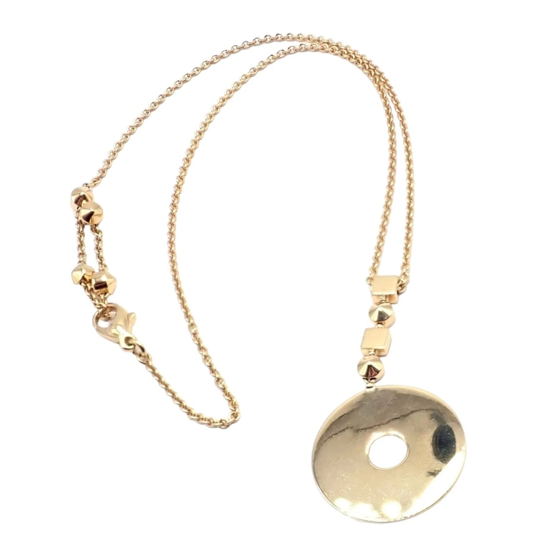 Authentic! Bulgari Bvlgari Lucea 18k Yellow Gold Round Pendant Necklace (1 of 11)
