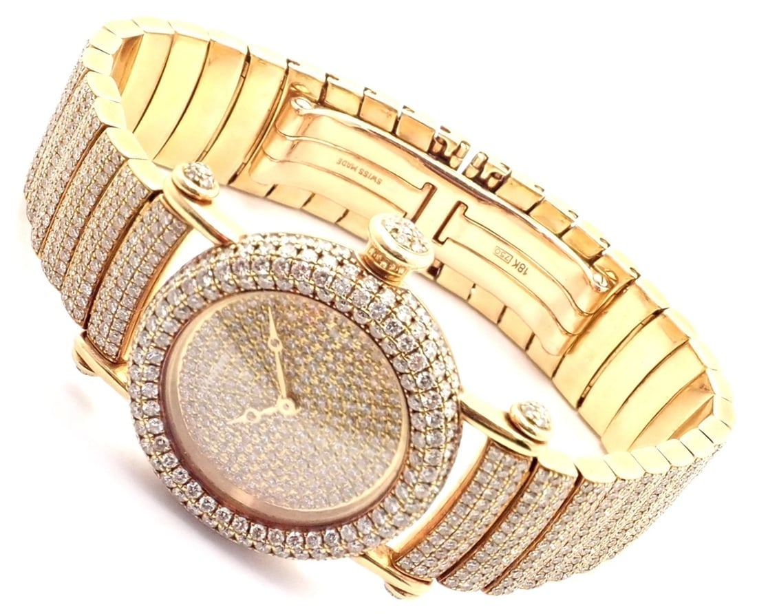 Authentic! Cartier Diabolo Pave 15ct Diamond 18k Yellow Gold Quartz Watch 1450 (1 of 12)
