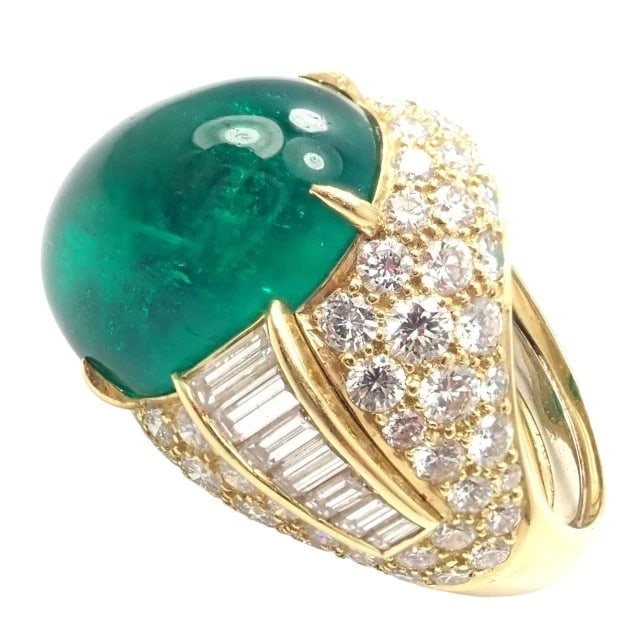 Authentic! David Webb 18k Yellow Gold Diamond Large Colombian Emerald Ring AGL (1 of 12)