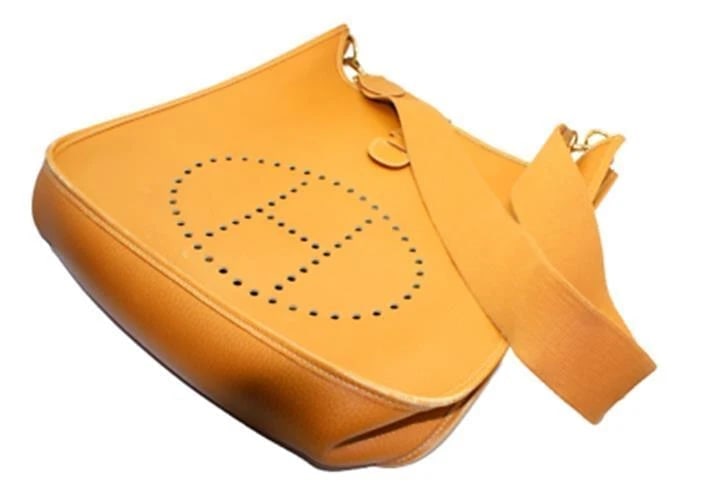 Authentic! Hermes Evelyne Natural Tan Clemence Leather GM Handbag Purse - 3