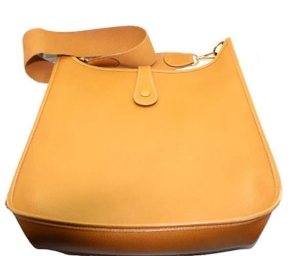Authentic! Hermes Evelyne Natural Tan Clemence Leather GM Handbag Purse - 5
