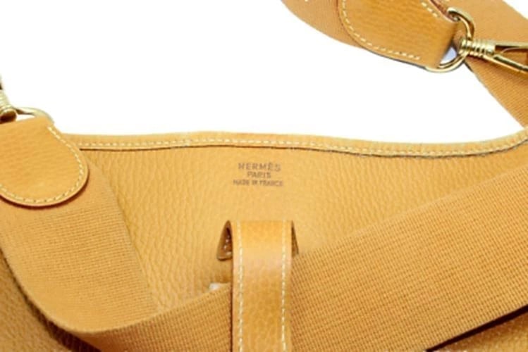 Authentic! Hermes Evelyne Natural Tan Clemence Leather GM Handbag Purse - 6