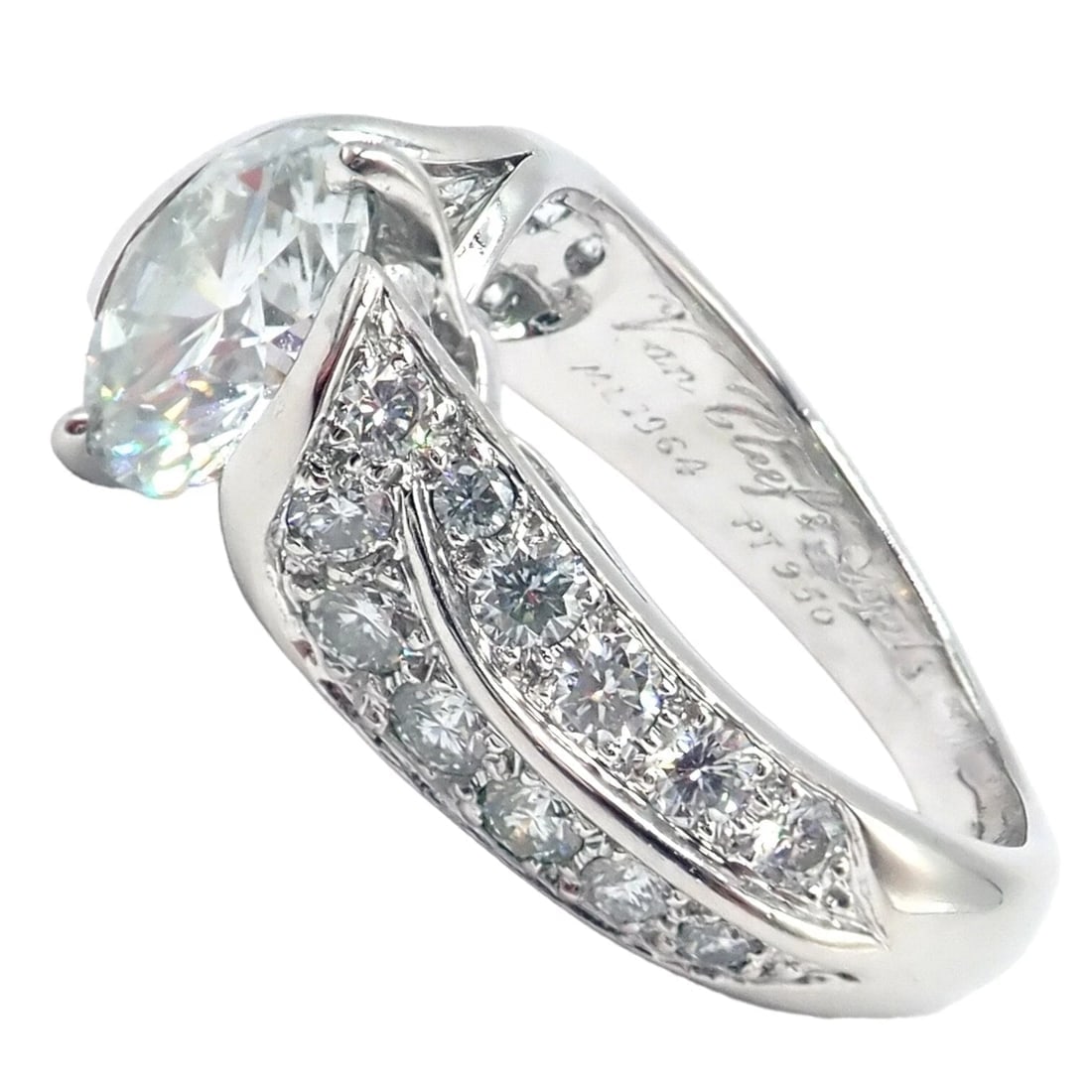 Authentic! Van Cleef & Arpels Platinum 1.88ct VVS1 E Diamond Engagement Ring GIA - 12