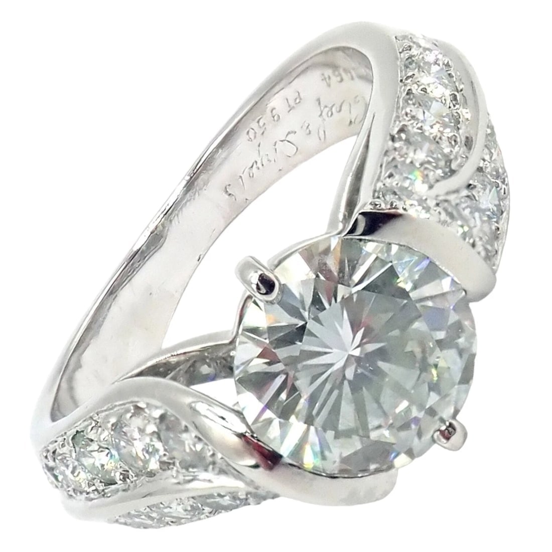 Authentic! Van Cleef & Arpels Platinum 1.88ct VVS1 E Diamond Engagement Ring GIA (1 of 13)