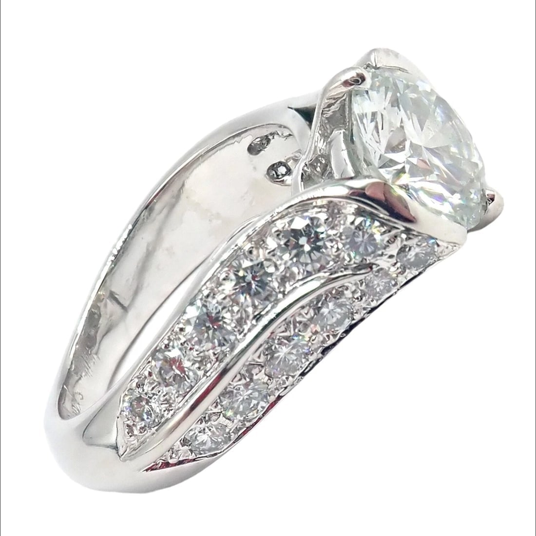 Authentic! Van Cleef & Arpels Platinum 1.88ct VVS1 E Diamond Engagement Ring GIA - 5