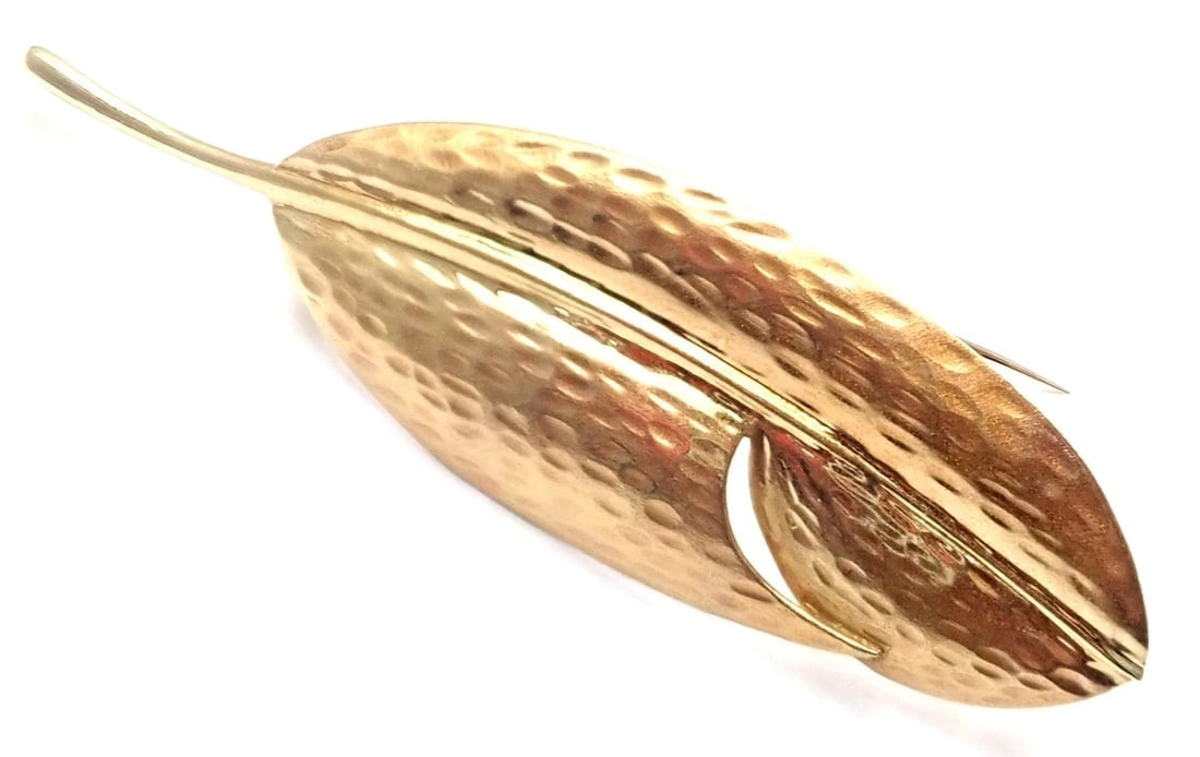 Authentic! Tiffany & Co Angela Cummings 18k Yellow Gold Leaf Pin Brooch - 3