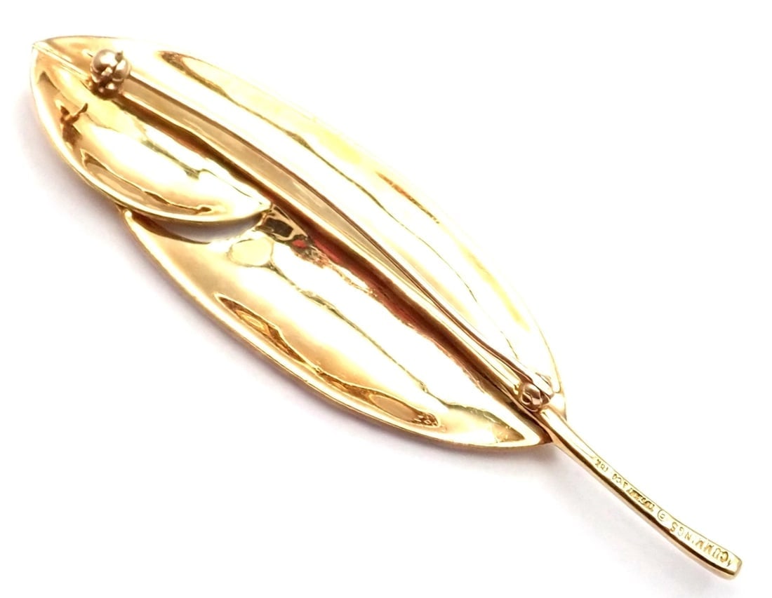 Authentic! Tiffany & Co Angela Cummings 18k Yellow Gold Leaf Pin Brooch - 6