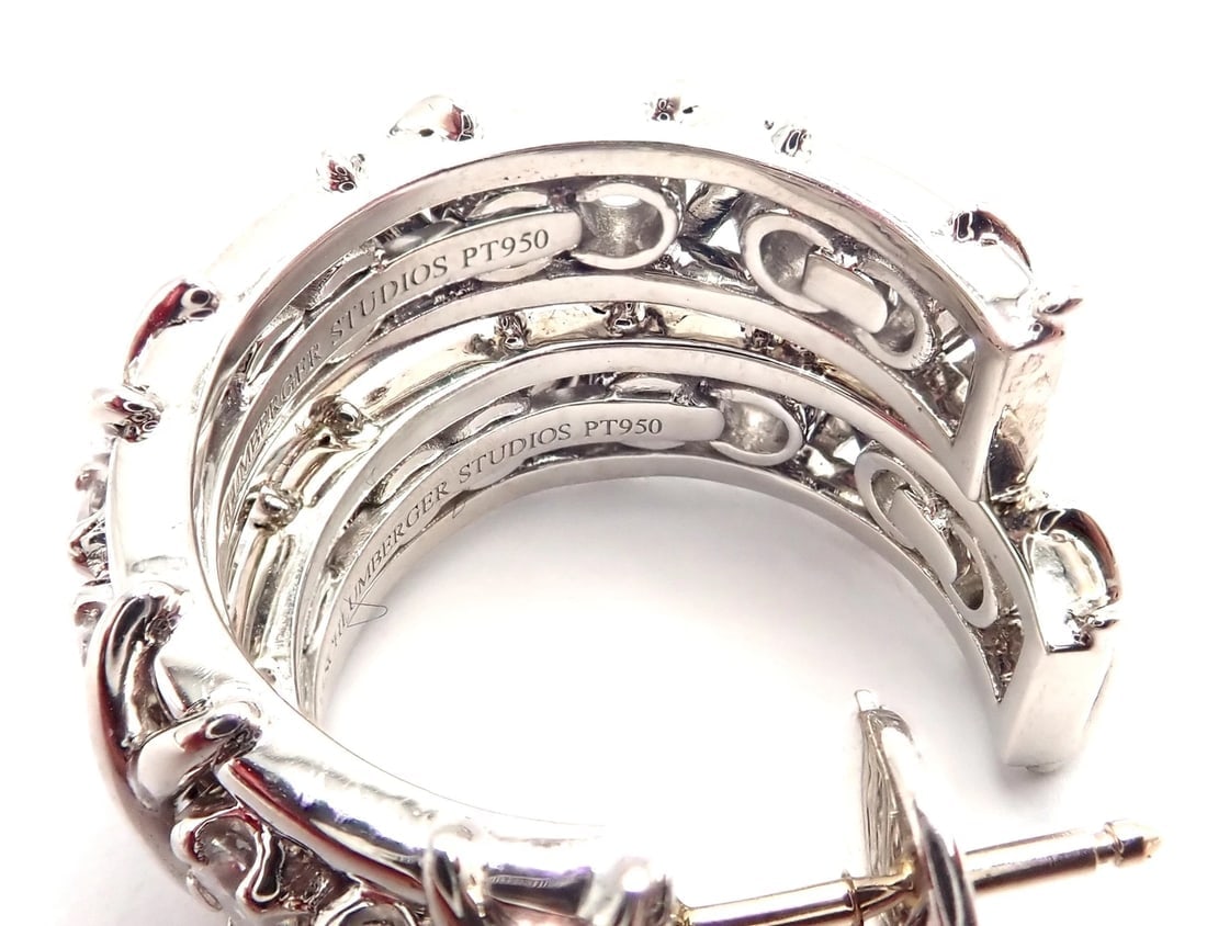 Authentic Tiffany & Co Schlumberger Twenty Stones Platinum Diamond Hoop Earrings - 10
