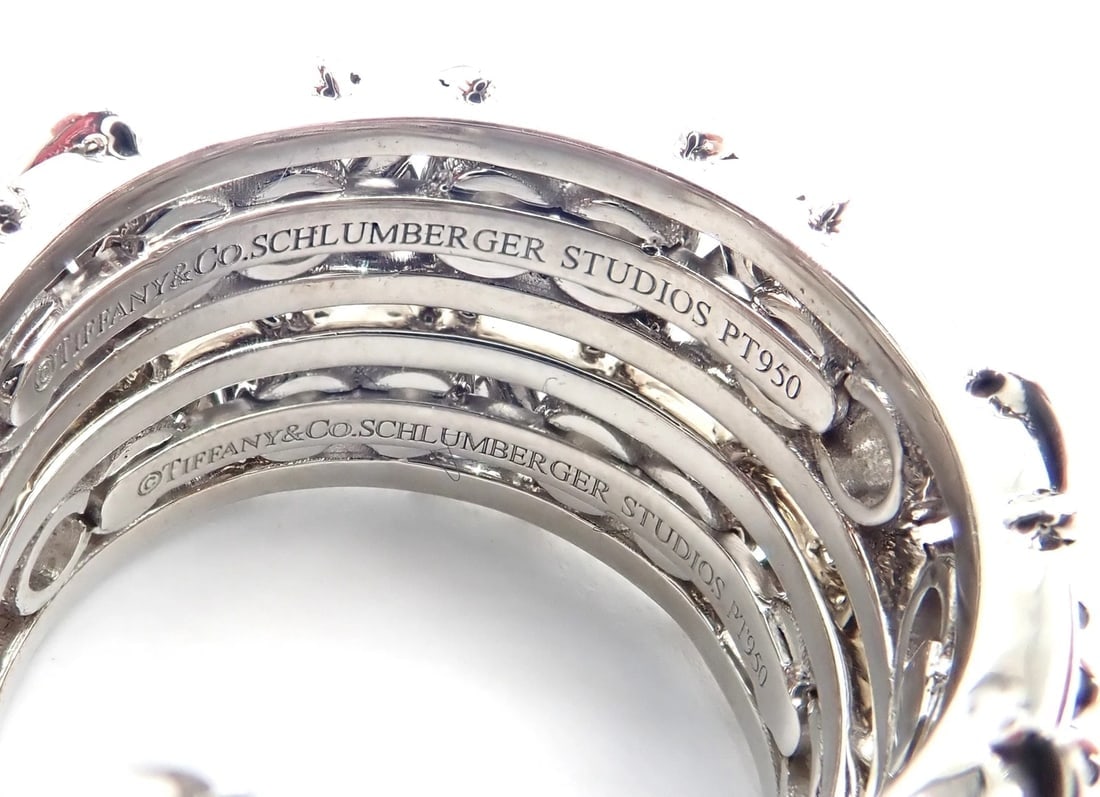 Authentic Tiffany & Co Schlumberger Twenty Stones Platinum Diamond Hoop Earrings - 8