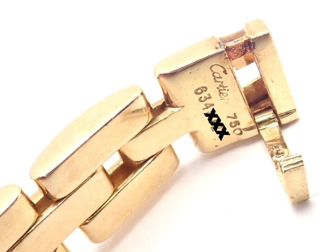 Authentic! Cartier 3 Row Maillon Panther Panthere 18k Yellow Gold Link Necklace - 8