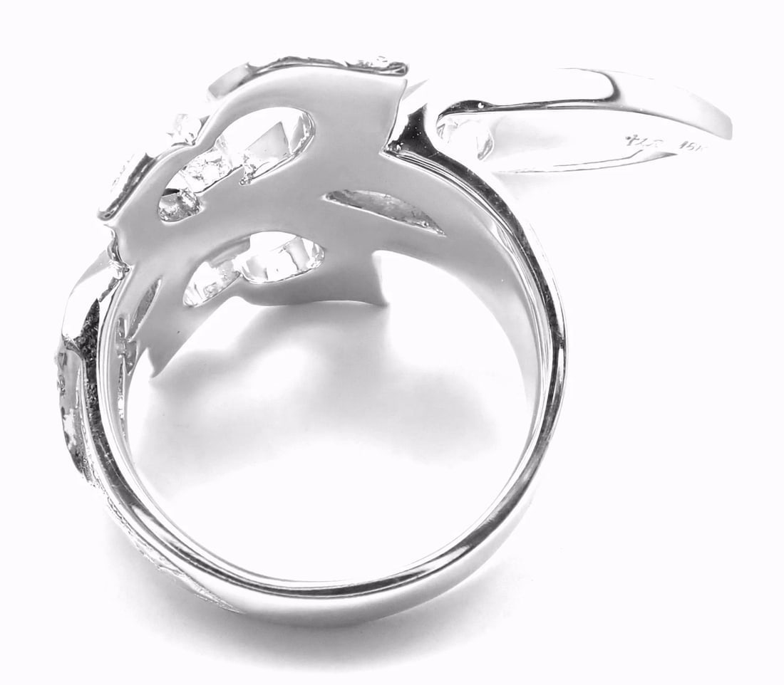 Authentic! Loree Rodkin 18k White Gold Diamond Fleur De Lis Ring Cert. - 5