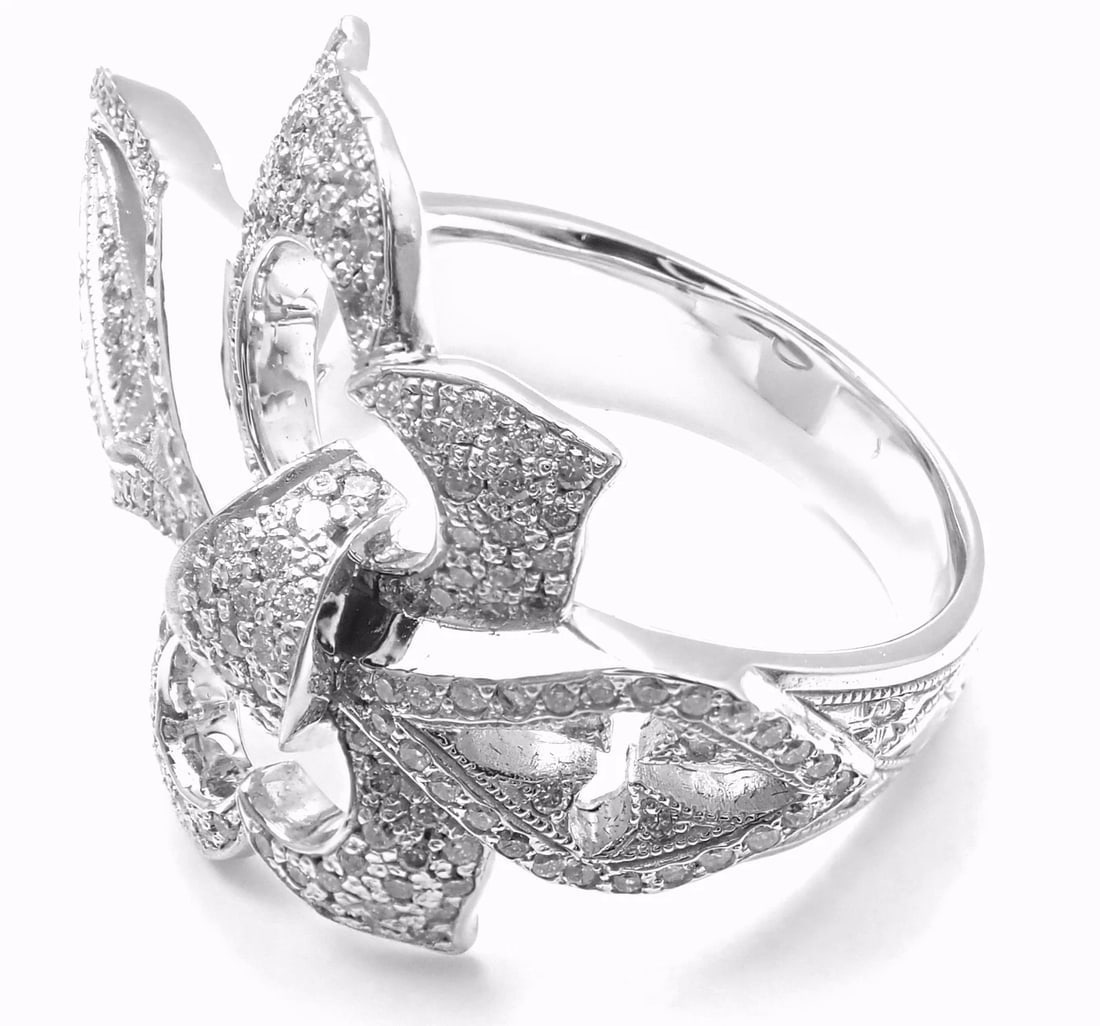 Authentic! Loree Rodkin 18k White Gold Diamond Fleur De Lis Ring Cert. - 6